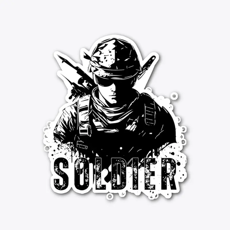 Soldier illustration with a weapon, Bale